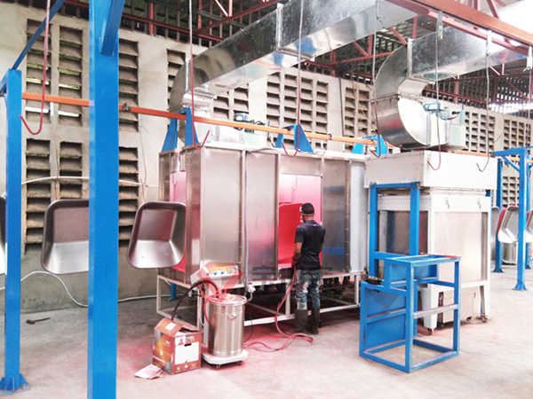 Línea de recubrimiento por spray o pulverización utilizada para piezas industriales en Camerún